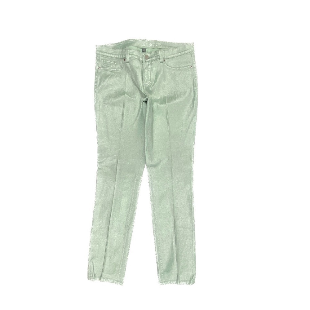 New York & Company Skinny Jeans Womens 12 Green Glitter Metallic Low Waist